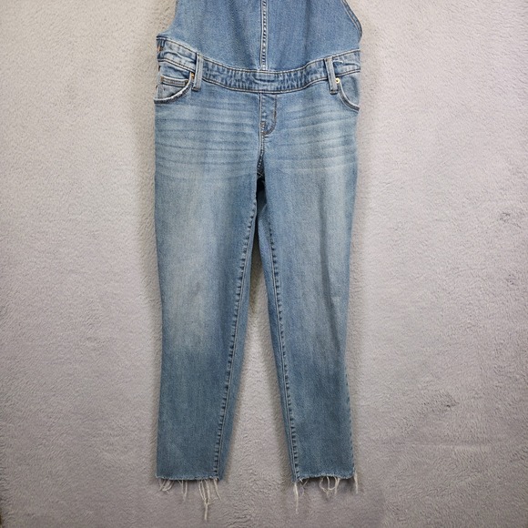 Ingrid and Isabel Maternity‎ Overalls Womens 2 Blue Denim Distressed Hem 36x27 - Picture 10 of 16